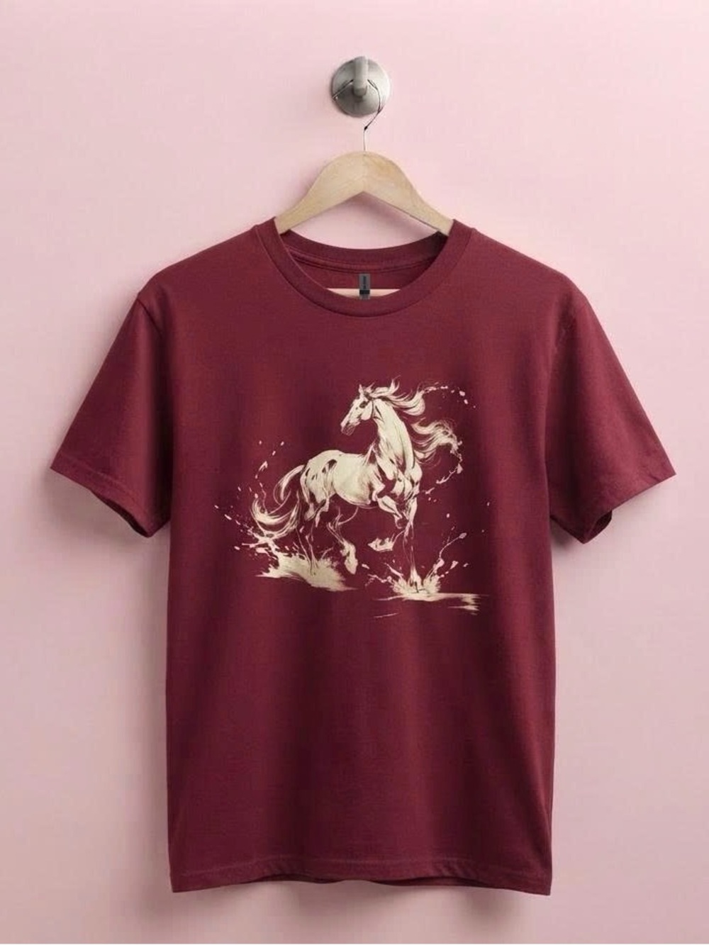 Wild Horse Graphic T-Shirt Maroon Maroon Western Equestrian Streetwear